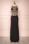 Teheura Black Mermaid Gown with Gold Sequins | Boutique 1861