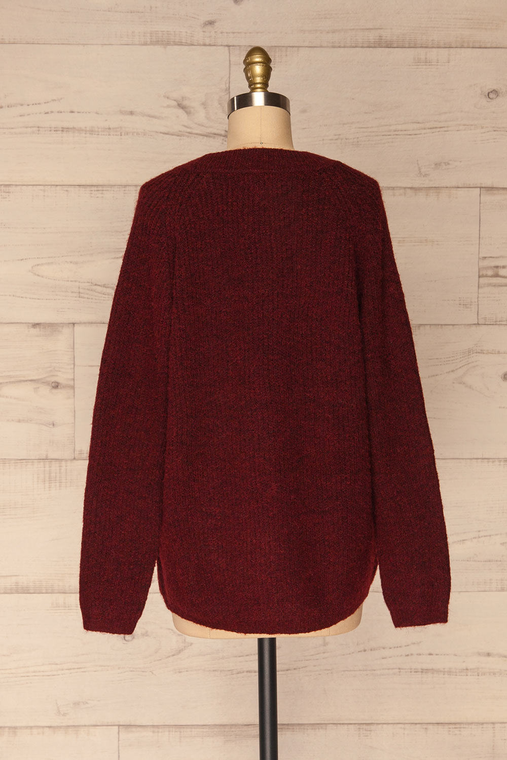 Telde Burgundy Button-Up Cardigan | La petite garçonne back view 