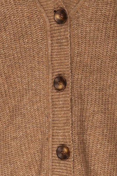 Telde Taupe Button-Up Cardigan | La petite garçonne fabric