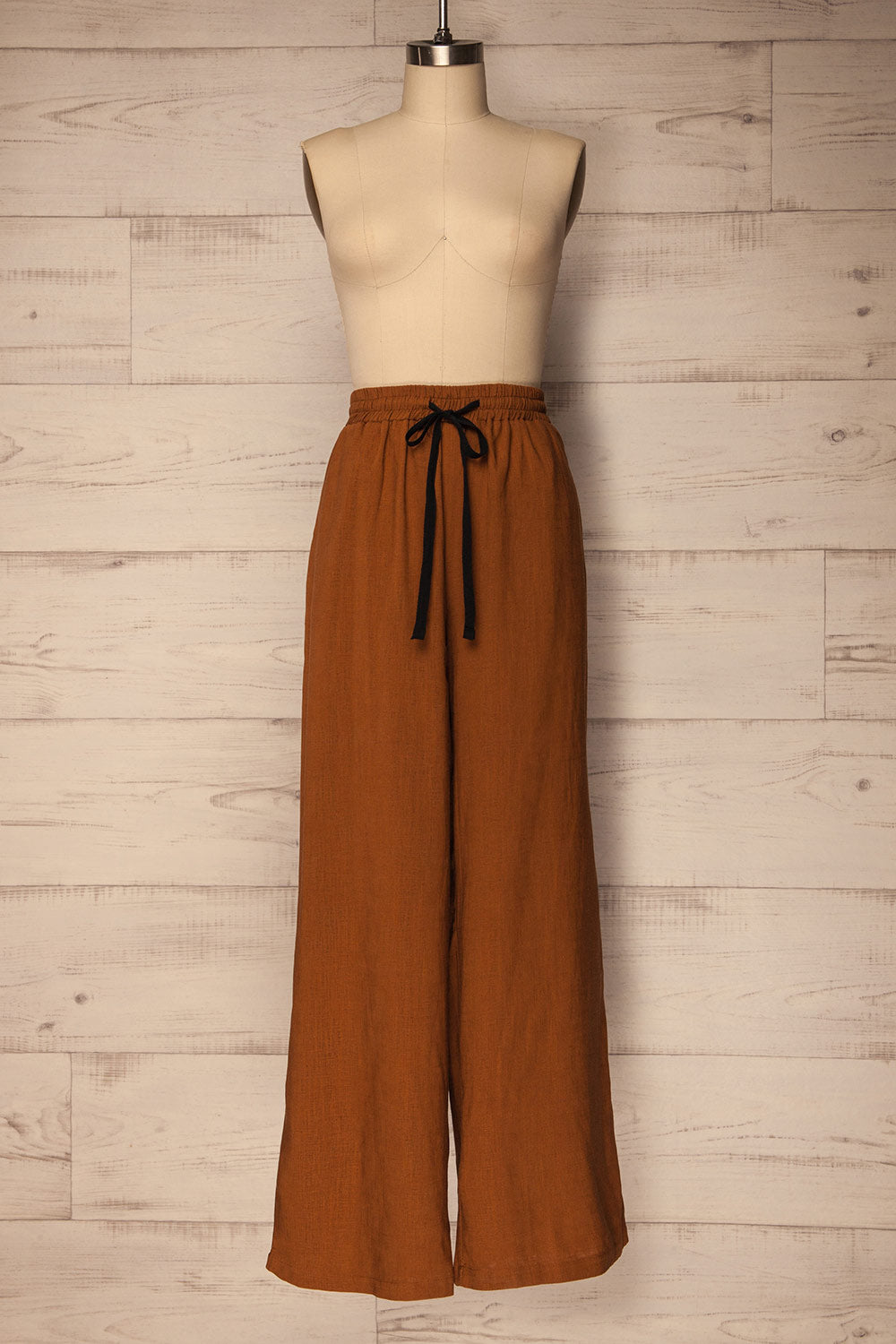 Telhado Camel Brown Linen Wide Leg Pants | La Petite Garçonne 1