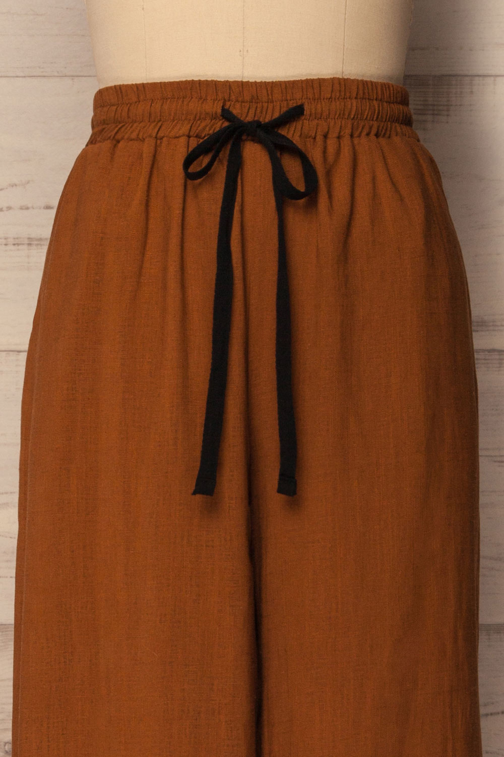 Telhado Camel Brown Linen Wide Leg Pants | La Petite Garçonne 2