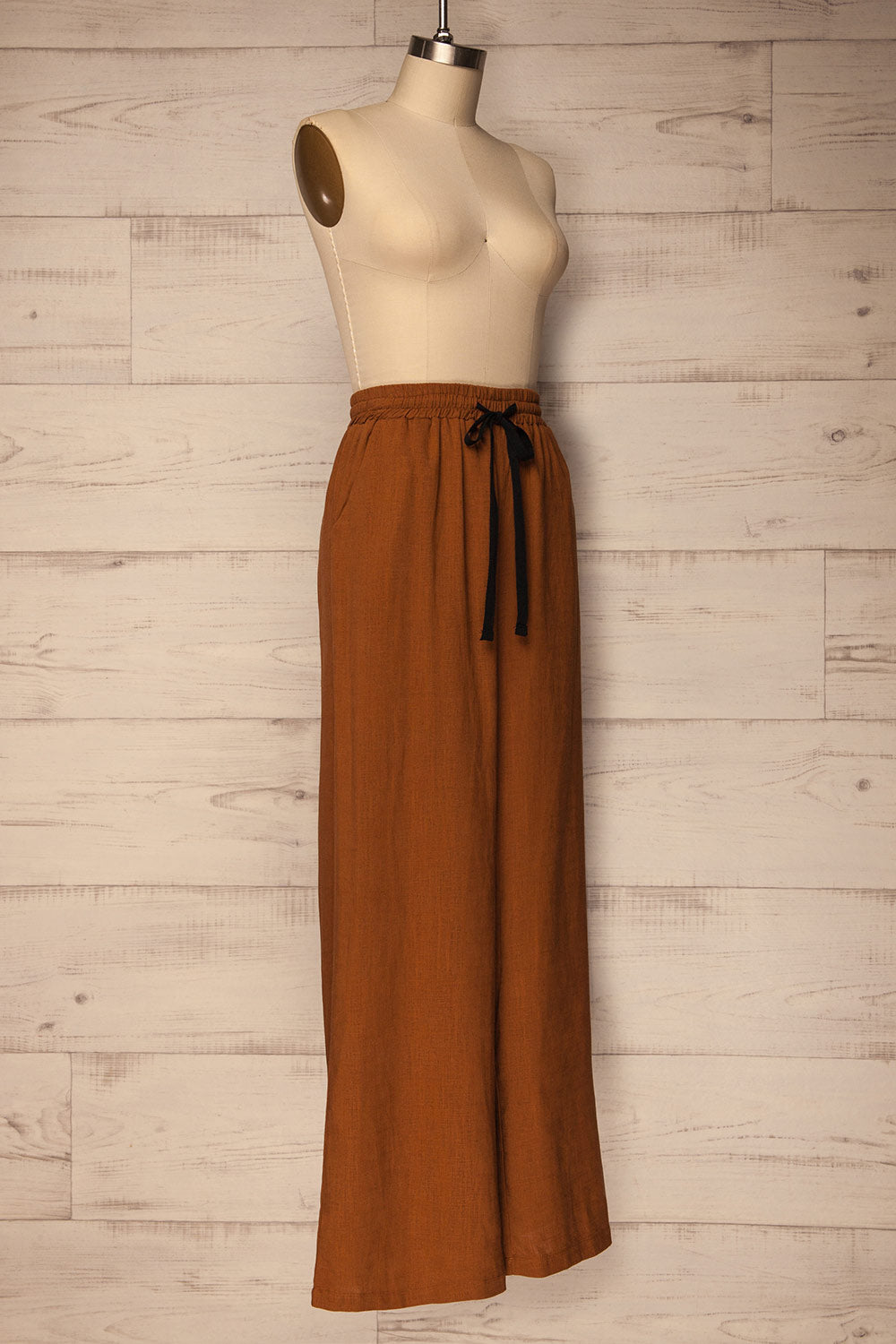 Telhado Camel Brown Linen Wide Leg Pants | La Petite Garçonne 3