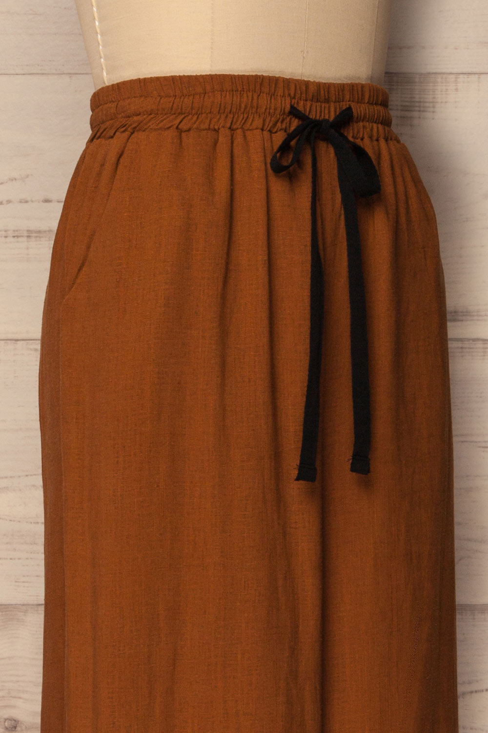 Telhado Camel Brown Linen Wide Leg Pants | La Petite Garçonne 4