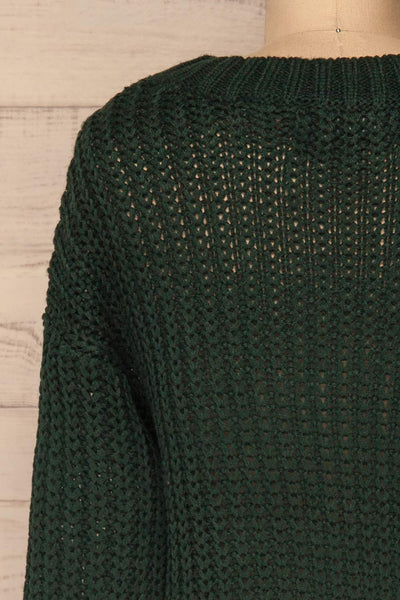 Temerin Pine Green Knit Sweater | Tricot | La Petite Garçonne back close-up