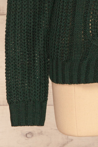 Temerin Pine Green Knit Sweater | Tricot | La Petite Garçonne bottom close-up