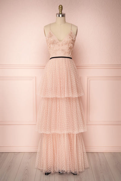 Tenya Rose Light Pink Layered Maxi Dress | Boutique 1861