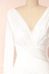 Teresa V-Neck Satin Maxi Bridal Gown | Boudoir 1861 front close-up