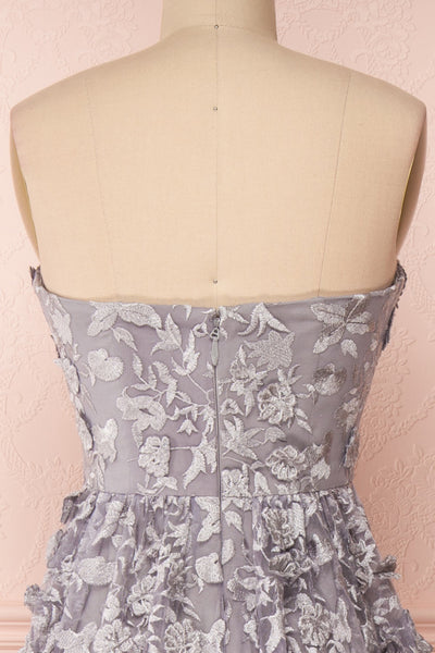 Terese Grey Floral A-Line Bustier Gown | Boutique 1861 back close-up
