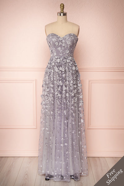Terese Grey Floral A-Line Bustier Gown | Boutique 1861 front view