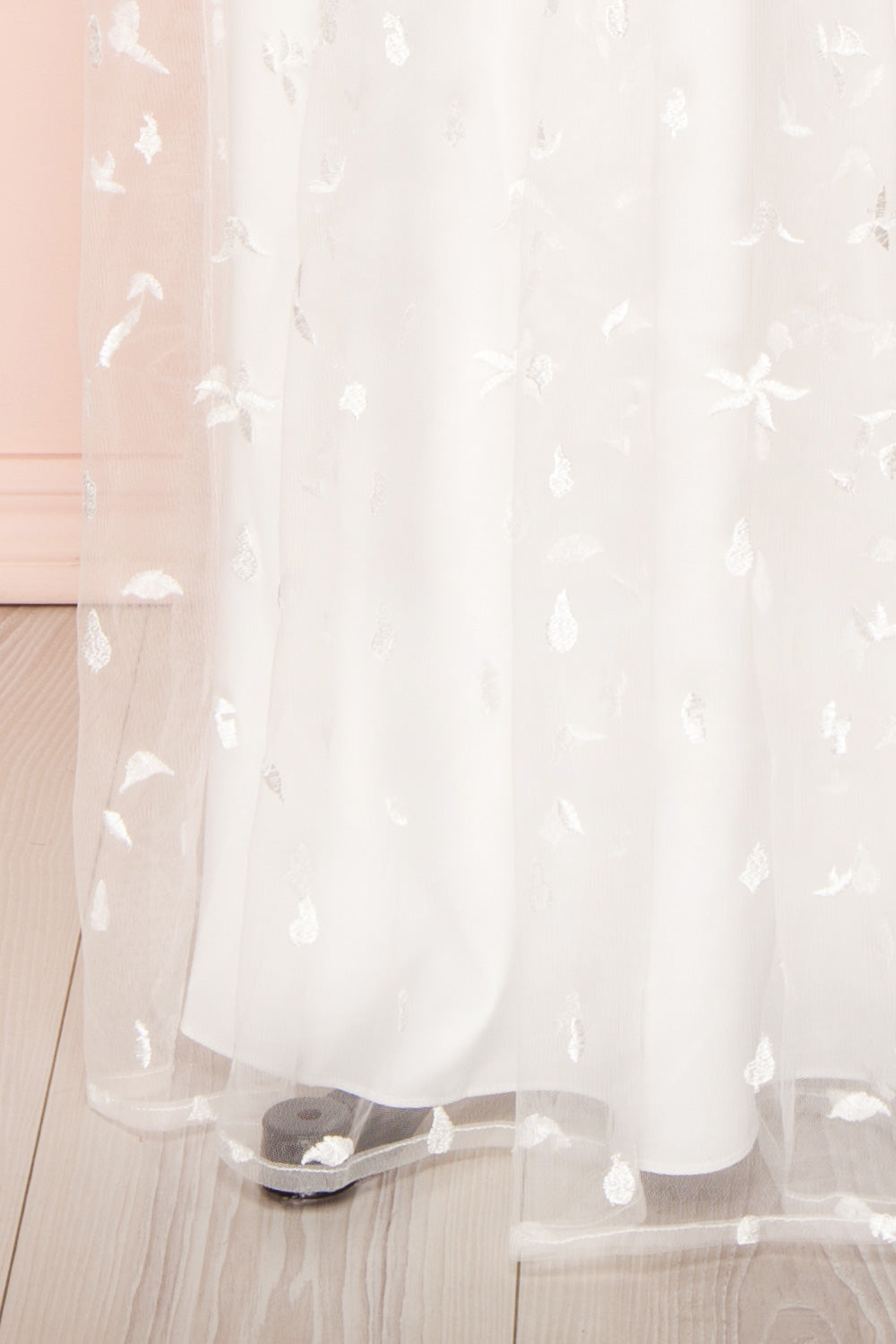 Terese White Floral A-Line Bustier Bridal Dress | Boudoir 1861 bottom close-up