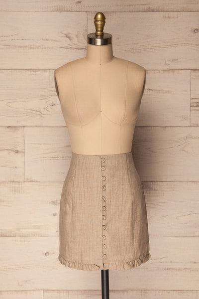 Tertre Beige Striped Button-Up Mini Skirt | La Petite Garçonne 1