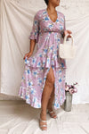 Tetua Lilas Purple Floral Ruffled Maxi Dress | Boutique 1861 model look
