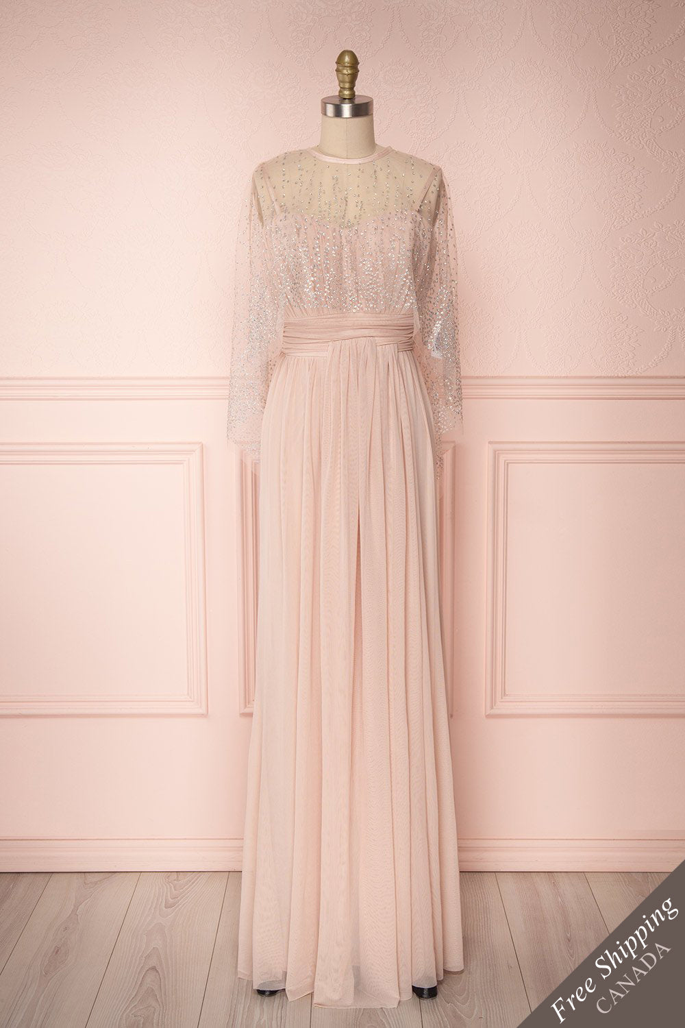 Tevaiho Blush Pink Gown w/ Silver Cape | Boutique 1861