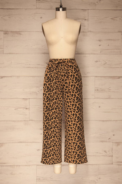 Teverina Brown Leopard Print Pants | La petite garçonne  front view