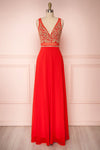 Thayna Red Embroidered Maxi Prom Dress | Boutique 1861
