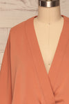 Thebes Apricot Kimono Style Crop Top | La petite garçonne front close up