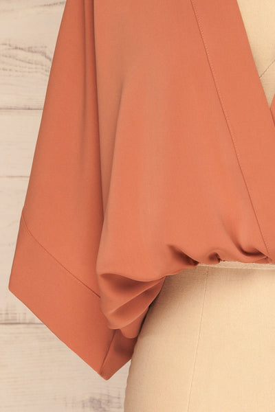 Thebes Apricot Kimono Style Crop Top | La petite garçonne sleeves