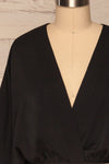Thebes Black Kimono Style Crop Top front close up | La petite garçonne
