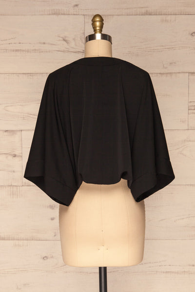 Thebes Black Kimono Style Crop Top back view | La petite garçonne