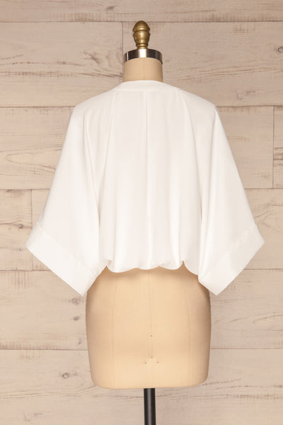 Thebes White Kimono Style Crop Top | La petite garçonne back view