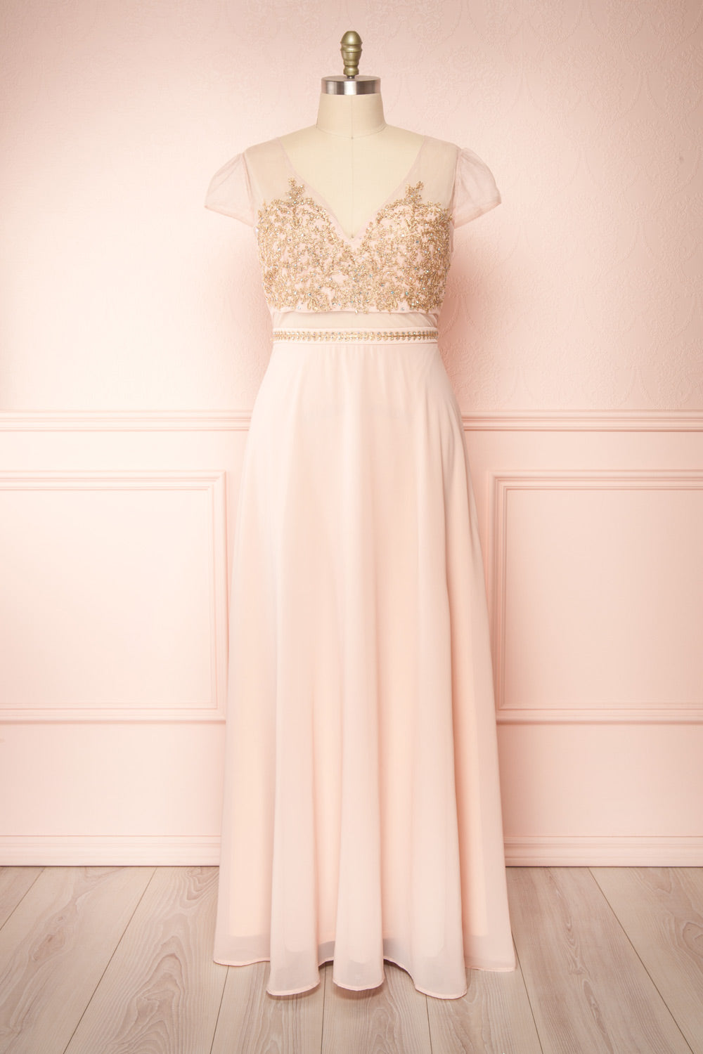 Theola Blush Pink Embroidered Maxi Dress | Boutique 1861