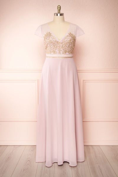 Theola Mauve Purple Embroidered Maxi Prom Dress | Boutique 1861