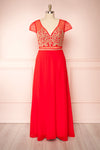 Theola Red Embroidered Maxi Prom Dress | Boutique 1861
