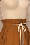 Thilburg Brown High Waist Shorts | La petite garçonne side close up