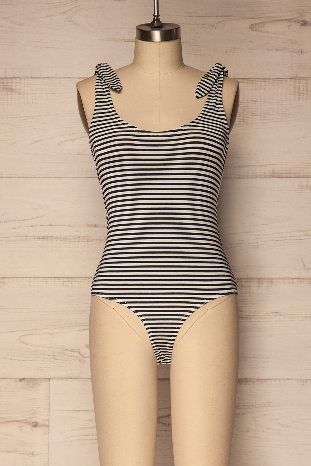 Thines Rain Navy Blue & White Striped Bodysuit | La Petite Garçonne
