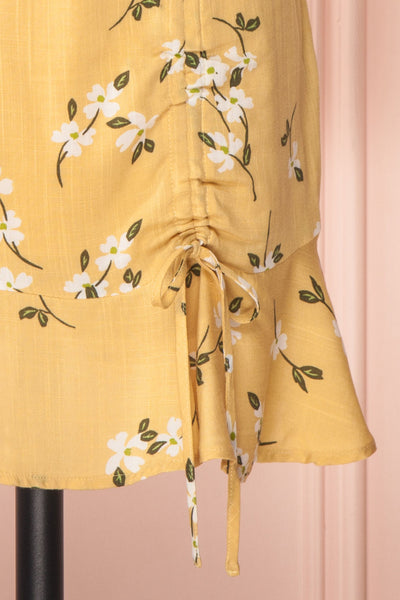 Katalina Yellow Floral Top with Frills | Boutique 1861 details