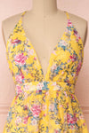 Thuriane Yellow Floral Patterned Maxi Dress | Boutique 1861 front close-up