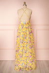 Thuriane Yellow Floral Patterned Maxi Dress | Boutique 1861 back view