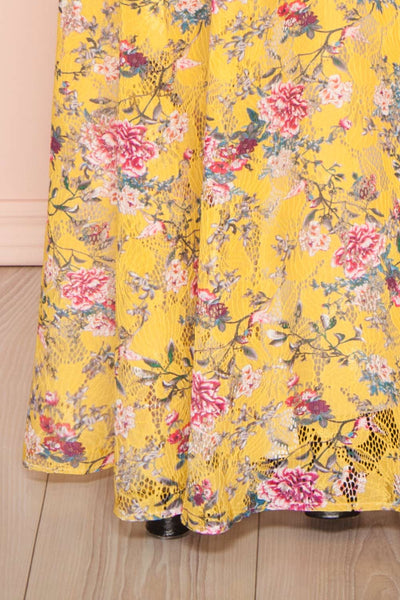 Thuriane Yellow Floral Patterned Maxi Dress | Boutique 1861 bottom