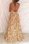 Thuriane Yellow Floral Lace Openwork Maxi Dress | Boutique 1861 on model
