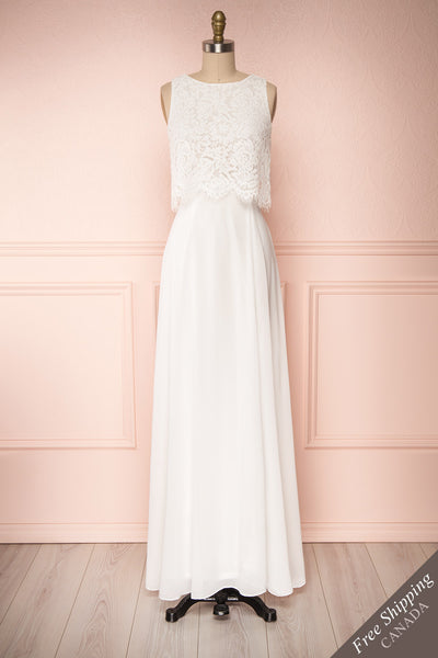 Timothea Ivory Bridal Maxi Dress w/ Lace Top | Boudoir 1861 front view