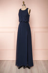 Timothea Navy Blue Maxi Dress w/ Lace Top | Boutique 1861 side view