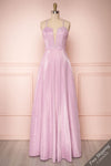 Tiriao Lilac Sparkly A-Line Gown w Plunging Neckline | Boutique 1861
