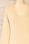 Titel Beige Long Sleeve Knitted Maxi Dress | La petite garçonne front close-up