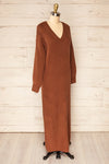 Titel Brown Long Sleeve Knitted Maxi Dress | La petite garçonne side view