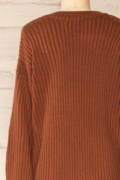 Titel Brown Long Sleeve Knitted Maxi Dress | La petite garçonne back close-up