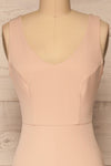Tivoli Blush Pink V-Neck Midi Dress | La petite garçonne  front close-up