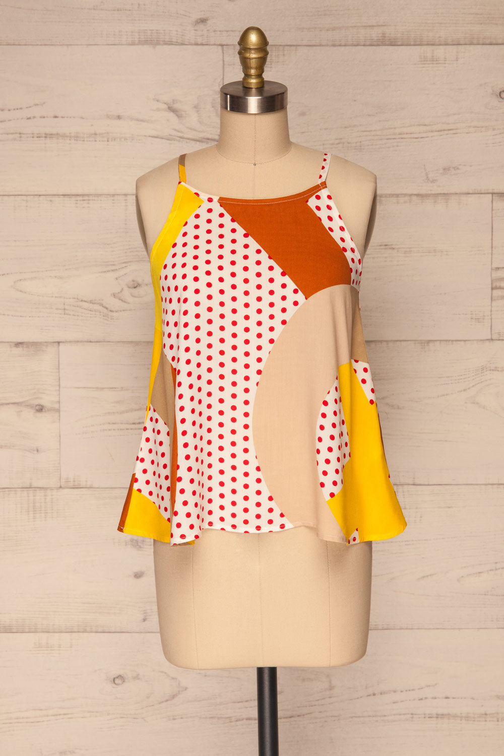 Tomyris White Patterned Sleeveless Top | La petite garçonne front view