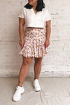 Balsadiero Pink Lemon Print Frills Short Skirt | Boutique 1861 on model