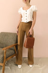 Casita Camel Light Brown High-Waisted Pants | La petite garçonne model look