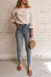 Davoli Light Denim High-Waisted Jeans | La petite garçonne model look