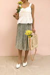 Lidochka Green & White Pleated Midi Skirt | Boutique 1861 model look