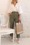Trikala Sage Green High-Waisted Linen Pants | La petite garçonne model look