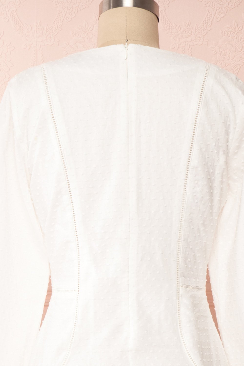 Torborg White Plumetis A-Line Dress back close up | Boutique 1861