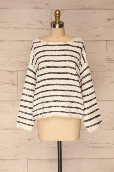 Toulouse White & Black Striped Sweater | La petite garçonne front view