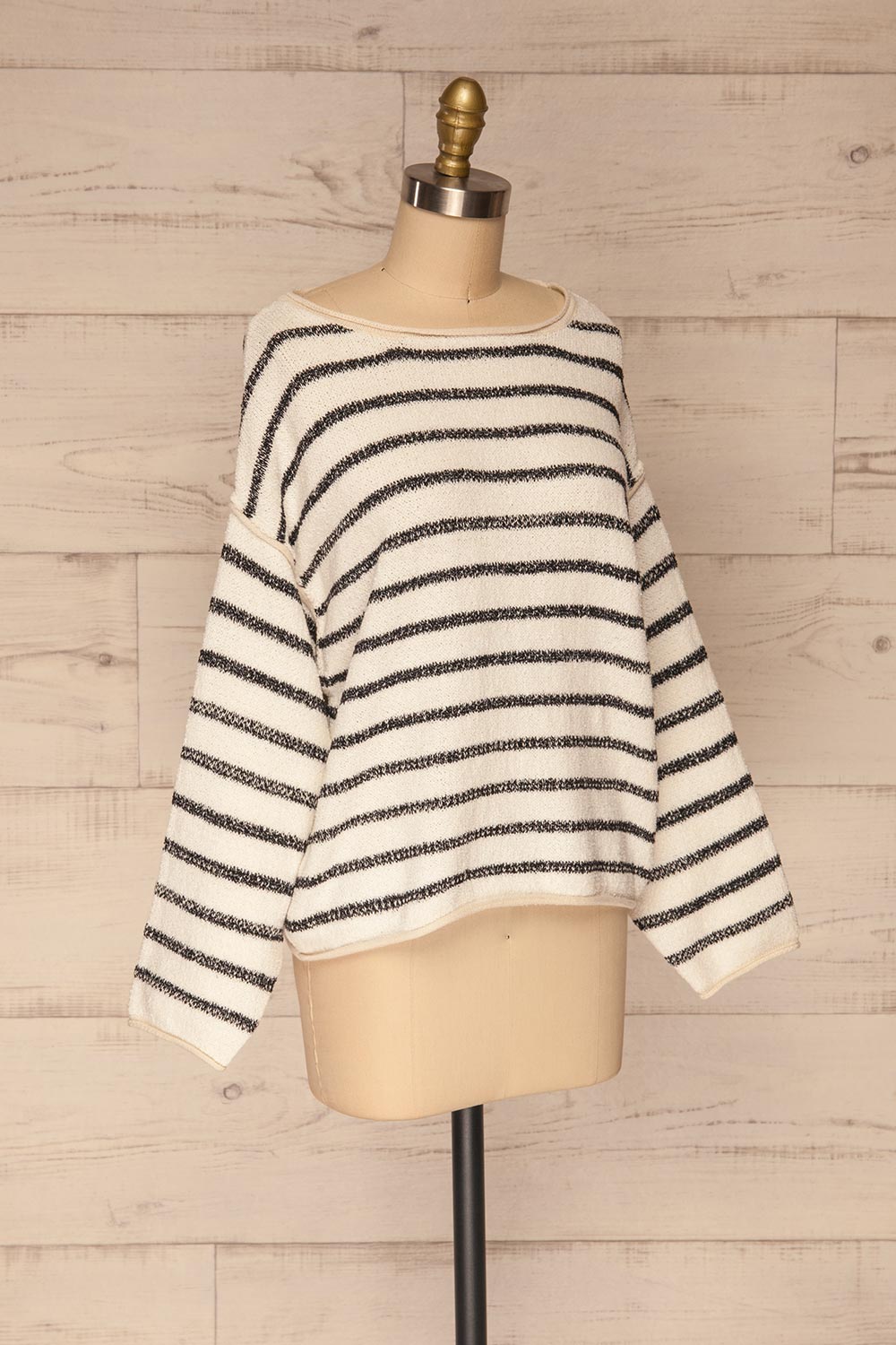 Toulouse White & Black Striped Sweater | La petite garçonne side view 